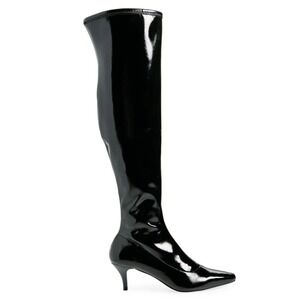 Abound Size 8 Black Patent Faux Leather Over the Knee Heel Boots NEW Carmy $99